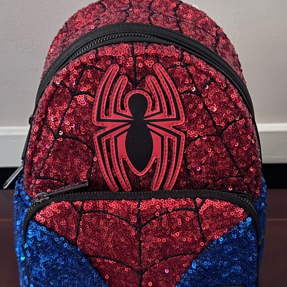 Loungefly Marvel Sequins Spiderman Mini Backpack New with Tags - Picture 3 of 13